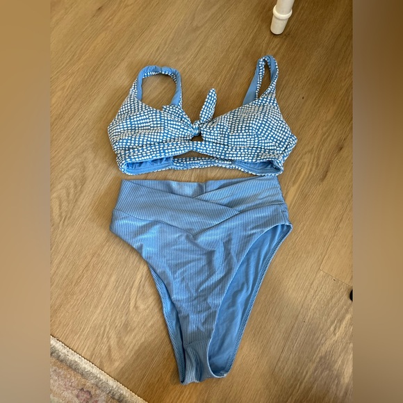 aerie Other - Aerie Blue High-Cut Bikini Set (Top & Bottom) Size M
